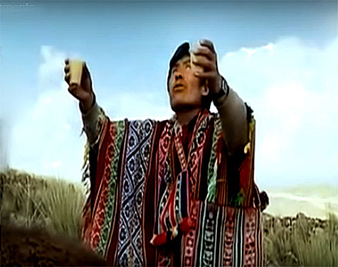 Bolivian Shaman blessing the land for the land art.