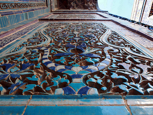 Shohi Zinda rich mosaic wall panel