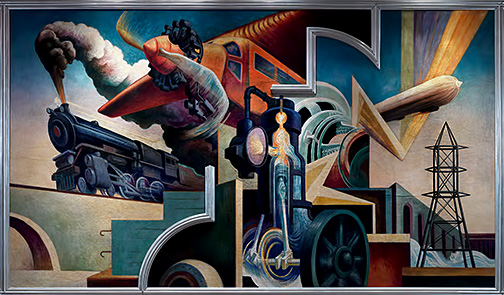 Thomas Hart Benton-, Jnstruments of Power,-one-of-the-ten-panels-in-this-mural