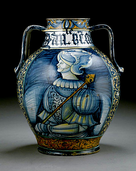 A-Castelli-two-handled-vase,-circa-1540 renaisaince majolica from Italy