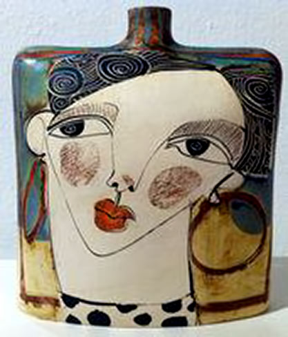 Botellas y vasos -- Alfajar - female face motif