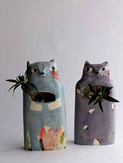 Elise Lefbrve-ceramic-cats with storage