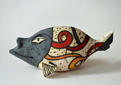 Inna Olshansky ceramic raku fish sculpture