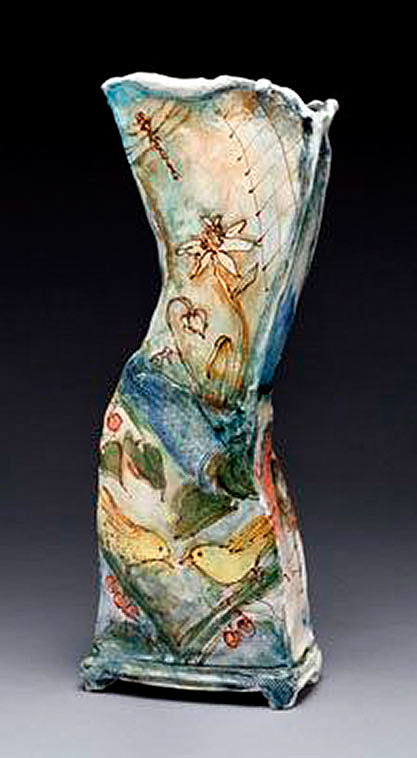 Laurie Shaman--birds in garden vase