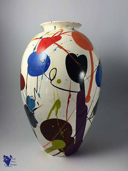 Miltos Manetas large ceramic vase with abstract decoration