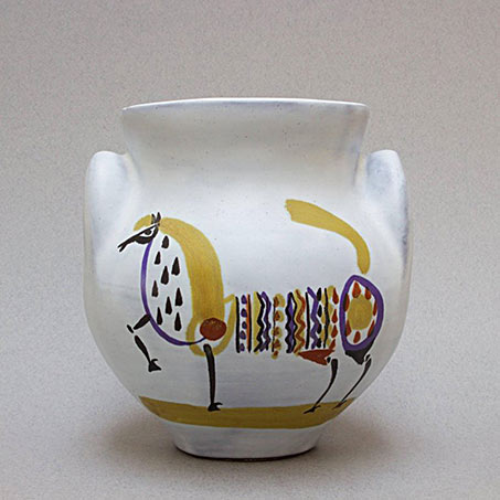 Rare Ceramic 'Eared' Vase 'Vase à Oreilles' with Horse by Roger Capron (1950s)