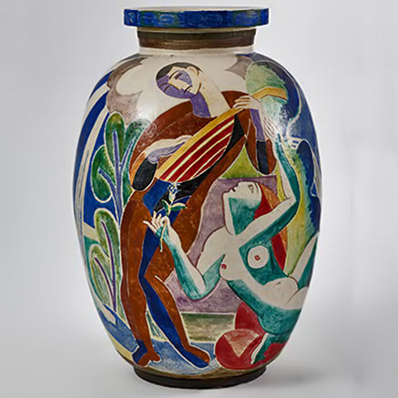 Rorstrand-vase with a musician playing lute and a female dancer