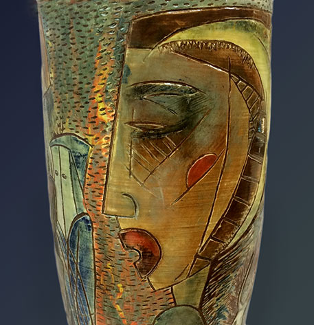 Sandra Wray ceramic vase with female head