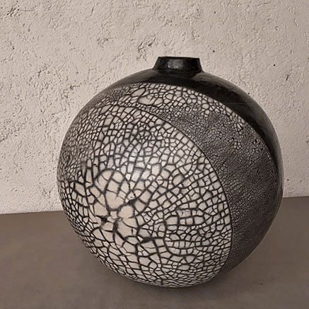 globular crackle glaze ceramic vase -- Alessandra Foletti