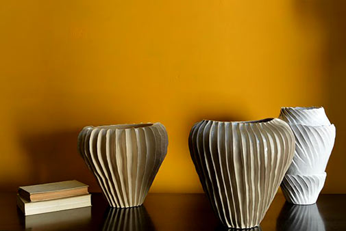 Claudia Frignani-ribbed vases created with colombino technique