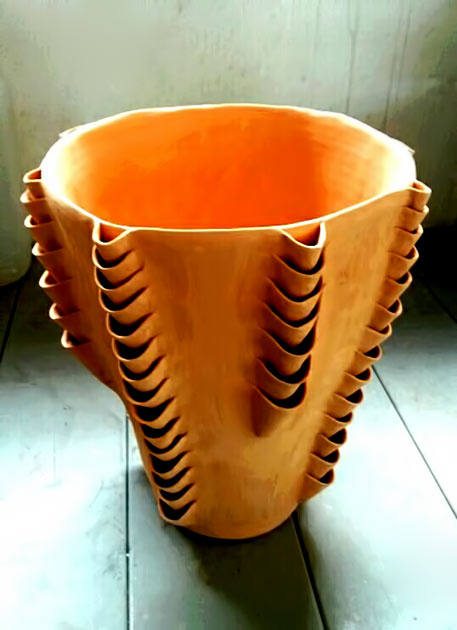 Orange ceramic vase-Claudia Frignani