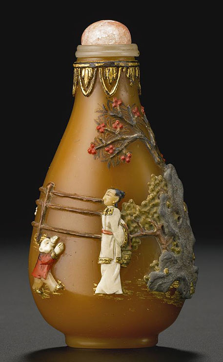 embellished-glass-snuff-bottle--qing-dynasty,-1780-1900-Tsuda-family,-kyoto,-japan,-1890-1941