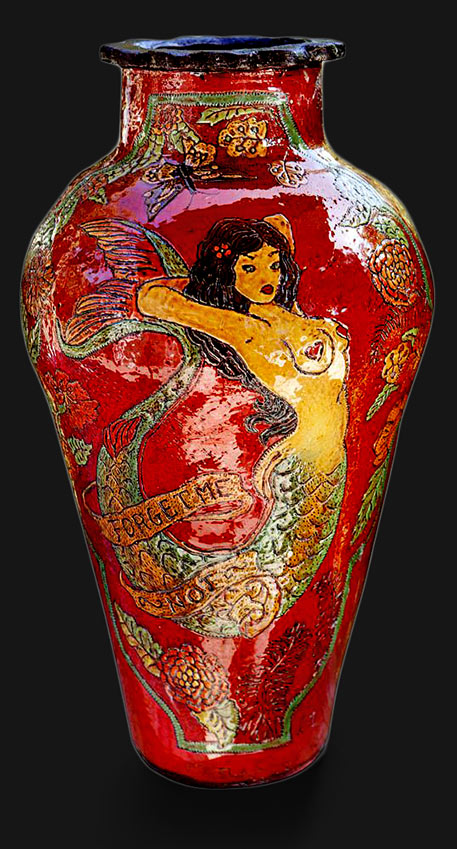 Forget Me Not, ceramic, vase-h-56cm-by Lucinda Mudge