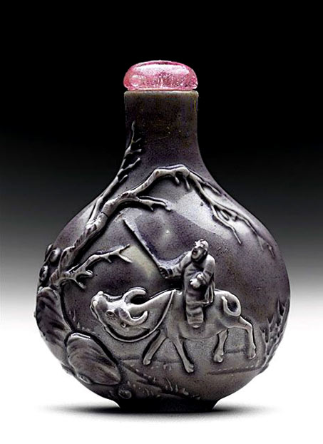 Snuff Bottle (Biyanhu) with Lao Zu riding a Water Buffalo, China, Late Qing dynasty, about 1800-1911