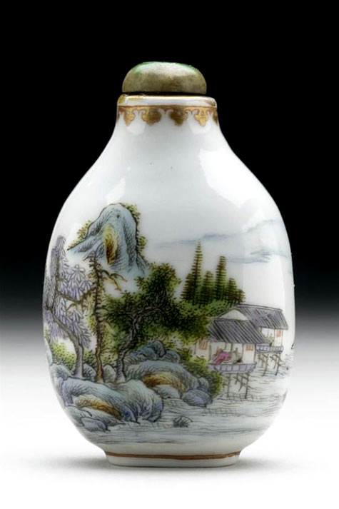 Snuff Bottle (Biyanhu) with Landscape China, Chinese, late Qing dynasty, Guangxu period, 1874-1908