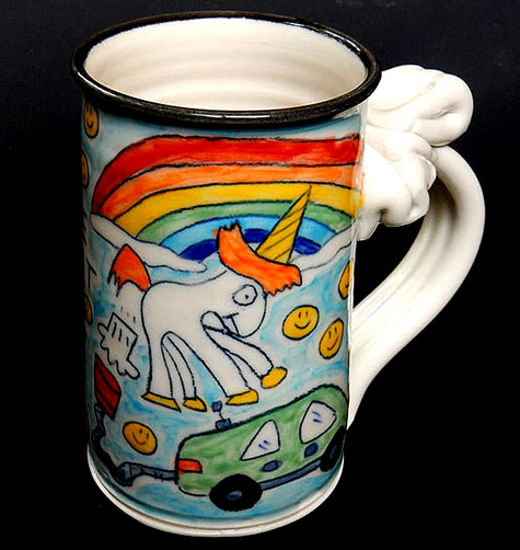 Tom Edwards farting unicorn mug