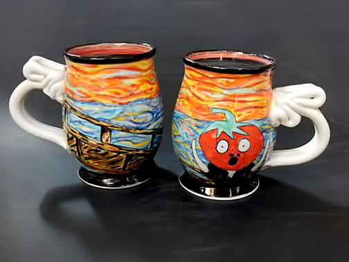 Two tomato mugs