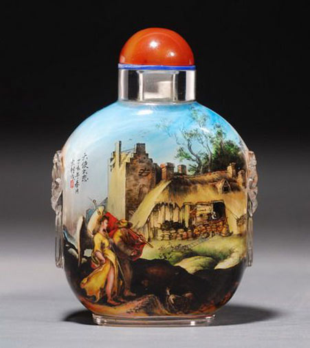 French-snuff-bottle with rural scene