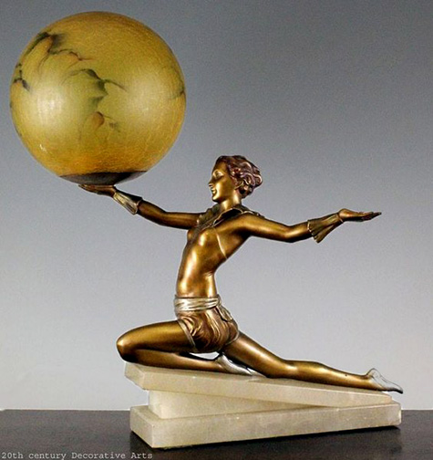 Art Deco bronze figure Lamp-20th Century Decorative Arts