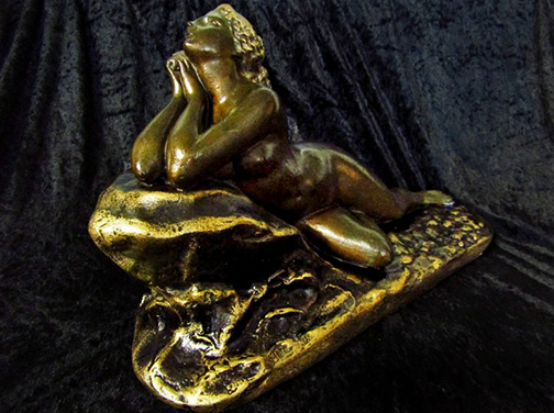 Bronze Art Deco Nude Sculpture by J Garnier, 1925