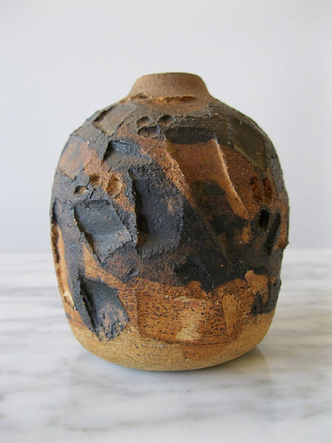 Brutalist Studio Art Pottery Vase Artist Signed Mid Century Eames Era Handmade MCM Accent Piece - myclosetshelf - California