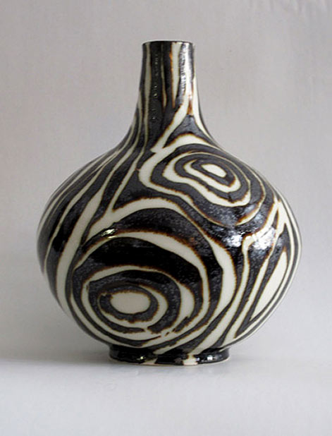 Catherine Auriol black and white spiral vessel