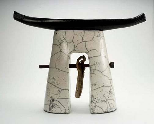 Diane Denault-raku-sculpture temple gate