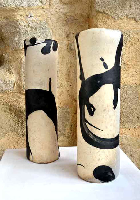 Monika Debus-black and white abstract vases