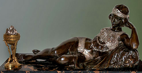 Reclining lady In Bronze Art Deco Period Claude Mirval---Galerie Lauretta