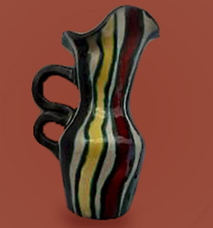 Striped ceramic jug,-Gabriel Fourmaintraux,