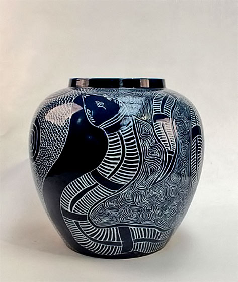 ceramic ovoid vase -- Derek Jungarrayi Thompson from @ernabella_arts_pukatjapottery