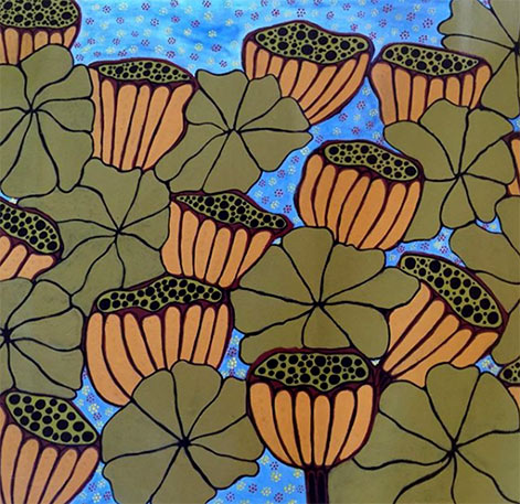 Merrepen arts New-Painting by Anne Carmel Mulvien Lillypads