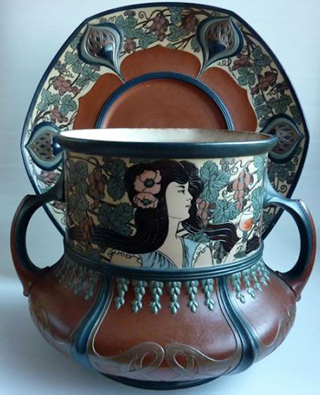Mettlach-Hans Christiansen---ceramic punch bowl