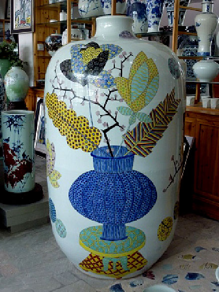 Still life with three Chinese vases-Felicity-Aylieff Porcelain-City--Jingdezhen