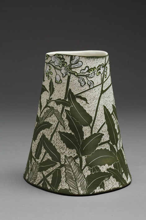 Flowering gum tree sgraffito vase -- Cathy Franzi