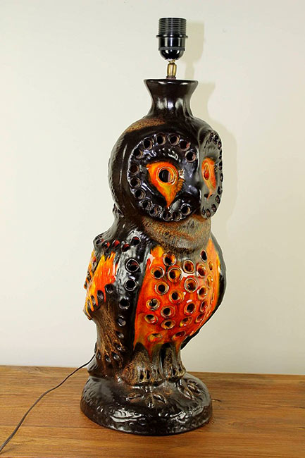 Fat Lava Ceramic Owl Table Lamp----1st-Didbs--24inches