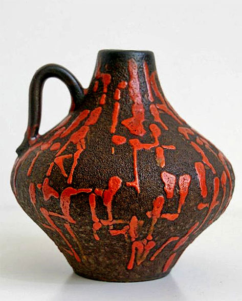 Bay Vase Lava Contura deep red Vintage West Germany pottery 40 high