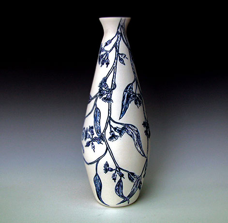 Blue/white Coral Gum--vase--Danica Wichtermann