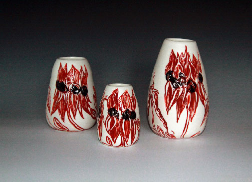 DW CEramics --botanical-vases-home-stlye-modern-Australian-sturts-pea red flower