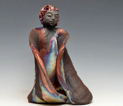 Raku sculpture - Flow of Time and Space--Anita Feng