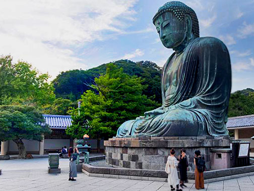Iconic Amida Buddha in the Kotoku-in Temple at Kamakura