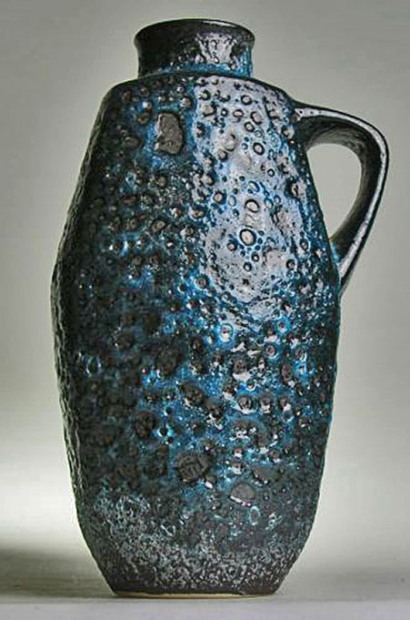 6.5 x 7.5 green fat lava glaze pitcher  Etruscan glaze USA fat lava artist signed Fatz M 1940 studio pottery