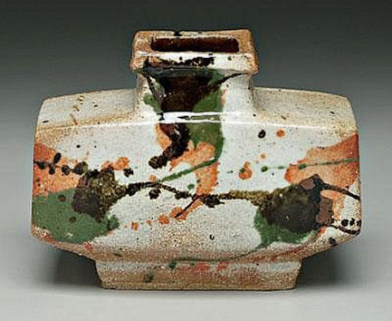 Kawai Kanjiro-stoneware footed-vase-Japanese,