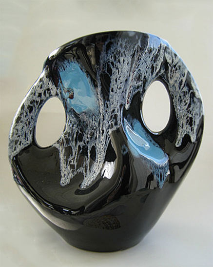 Vallauris modernist vase - lava drip glaze