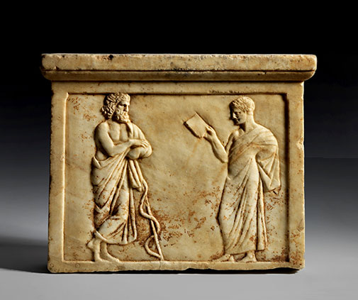 A Votive Relief With Asklepios-marble Attic - Early 4th century BC