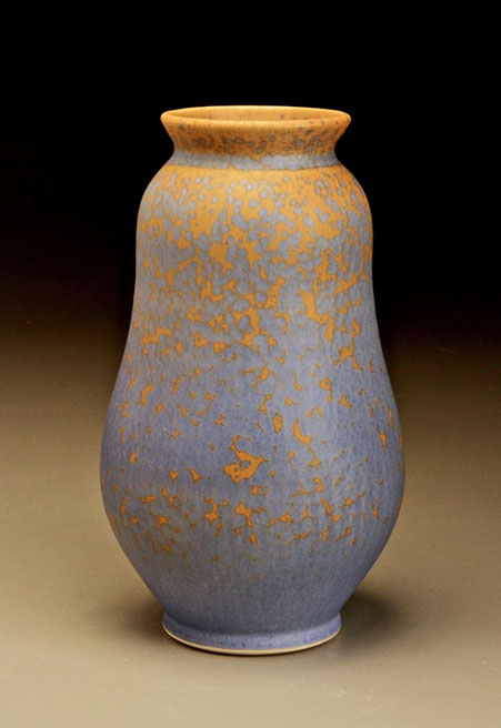 Ben Owen Gourd Flower Vase in Blue Stardust+9 inches tall
