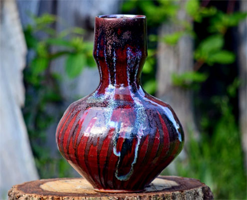 Copper Red Vase--Joseph Sand Pottery