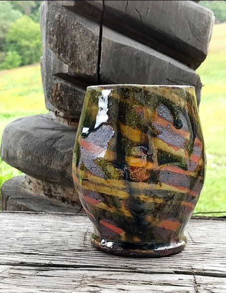 Kline Pottery--side fired footed mug