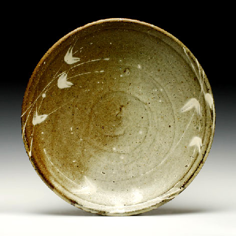 Large round platter -- Wood fired stoneware with nuka glaze--Bandana Pottery
