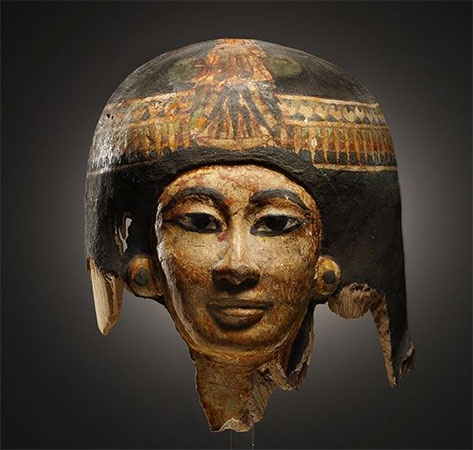 TEFAF Maastricht 2018. - Mummy mask from sarcophagus Egypt, Late New Kingdom (20th Dynasty) to early 3rd Intermediate Period, circa 1100-1050 BC@galerie_cahn, stand 422 at TEFAF Maastricht 2018.